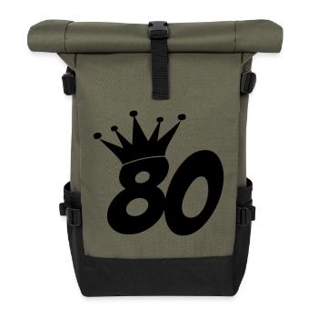 80 / geburtstag / Sport / birthday / achtzig - Rolltop Rucksack - Olive/Schwarz - Vorne