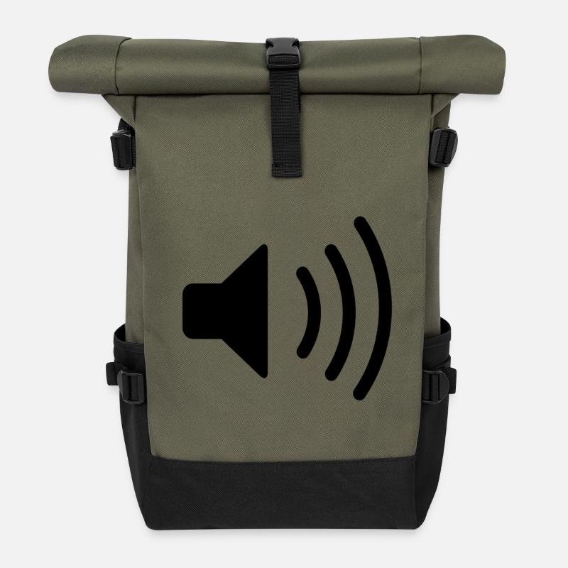 Lautsprecher Symbol - Rolltop Rucksack - Olive/Schwarz