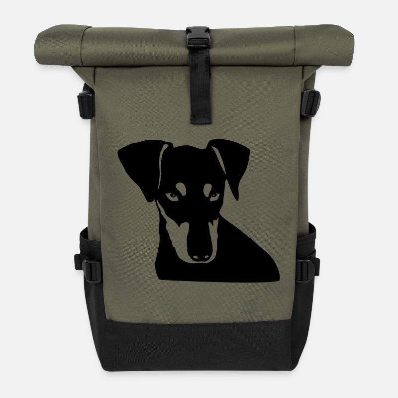 Deutscher Pinscher 003 - Rolltop Rucksack - Olive/Schwarz