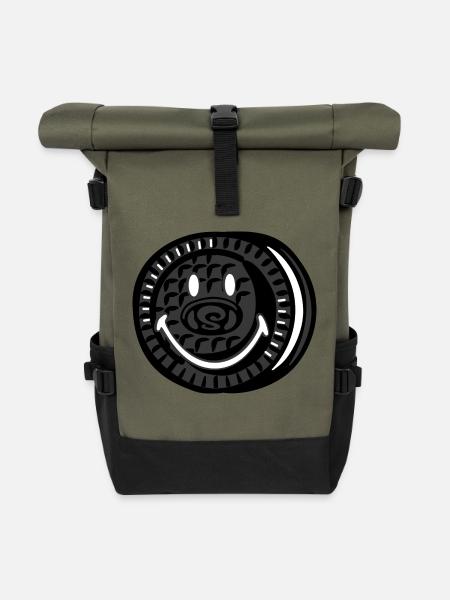 Smiley Oreo - Rolltop Rucksack - Olive/Schwarz