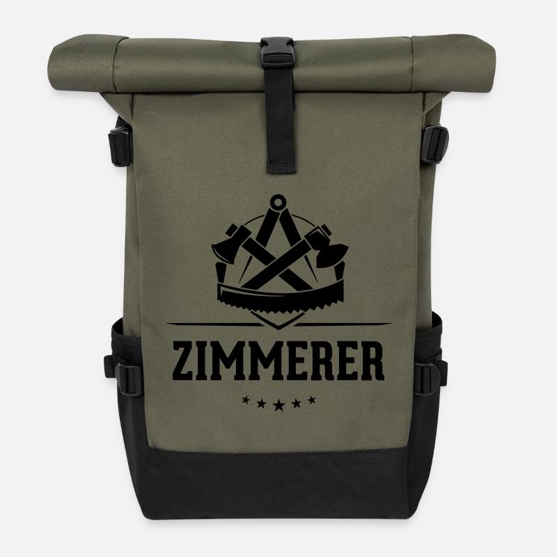 Zimmerer Zunft mit Schriftzug - Rolltop Rucksack - Olive/Schwarz