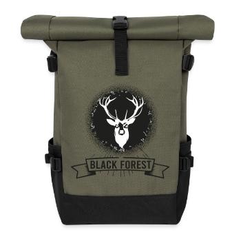 Dunkler Wald Hirsch Motiv - Rolltop Rucksack - Olive/Schwarz - Vorne