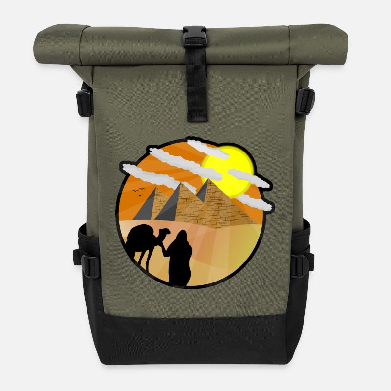 Egypt Ägypten Pyramiden Kairo Urlaub Geschenkidee - Rolltop Rucksack - Olive/Schwarz