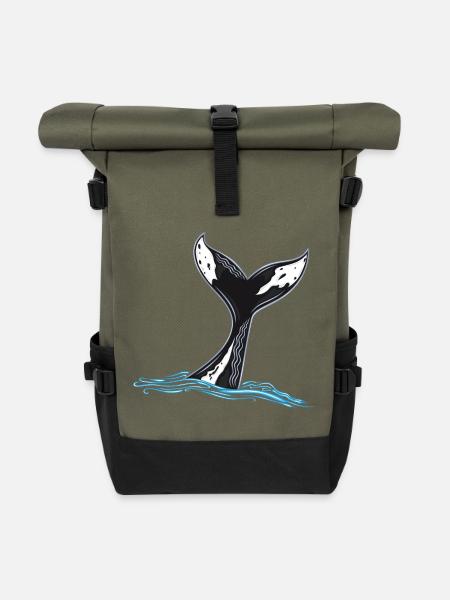 Walflosse Wal Flosse - Rolltop Rucksack - Olive/Schwarz
