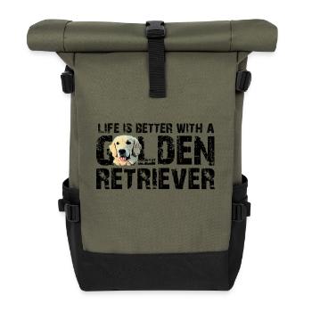 Golden retriever - Sac à dos roll top - olive/noir - Devant