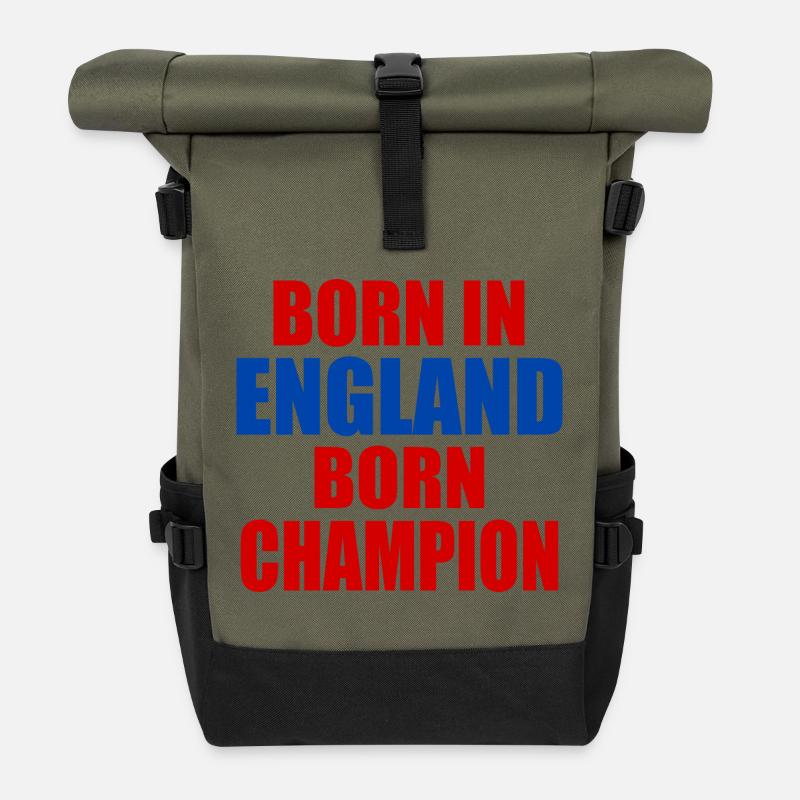 born in england born champion - engalnd - Rolltop Rucksack - Olive/Schwarz