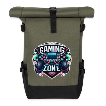 Gaming Zone - Controller Illustration - Rolltop Rucksack - Olive/Schwarz - Vorne