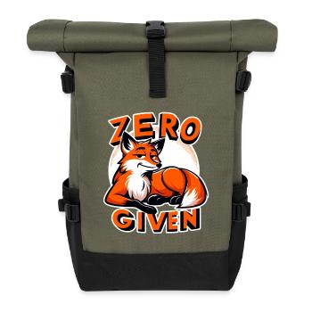 Zéro donné - Illustration de renard - Sac à dos roll top - olive/noir - Devant