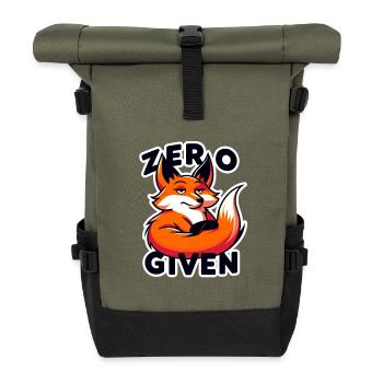 Zéro donné - Illustration de renard - Sac à dos roll top - olive/noir - Devant