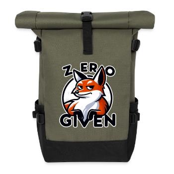 Zéro donné - Illustration de renard - Sac à dos roll top - olive/noir - Devant