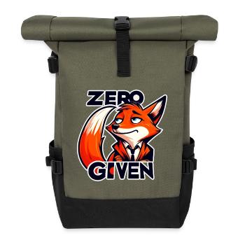 Zéro donné - Illustration de renard - Sac à dos roll top - olive/noir - Devant