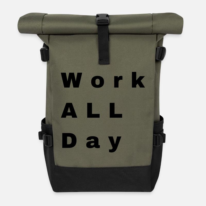 Work all day - Rolltop Rucksack - Olive/Schwarz