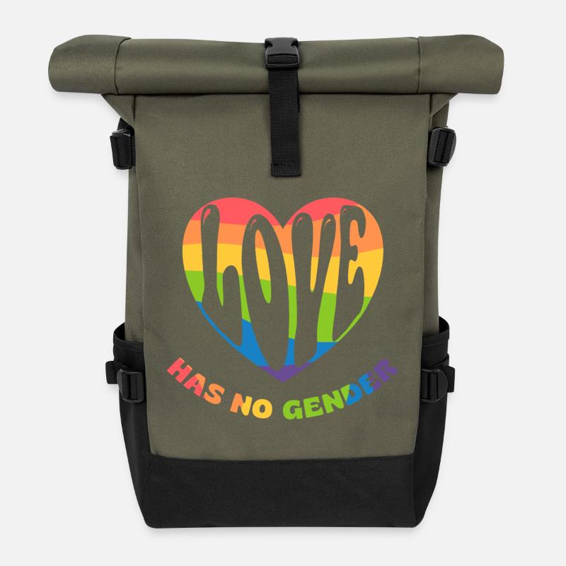 Love has no gender - Rolltop Rucksack - Olive/Schwarz