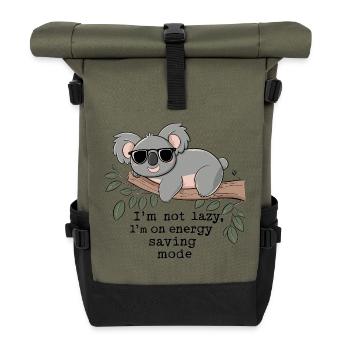 Not Lazy, Just Energy Saving - Koala Relax - Roll Top Backpack - olive/black - Front