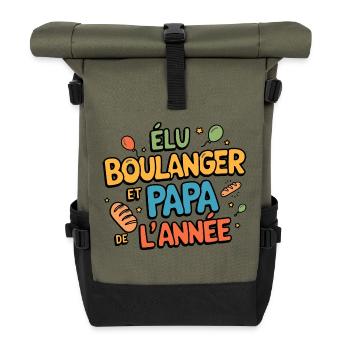 Elu boulanger et papa de l'année - Sac à dos roll top - olive/noir - Devant