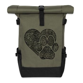 PAW DOG MANDALA - Rolltop Rucksack - Olive/Schwarz - Vorne