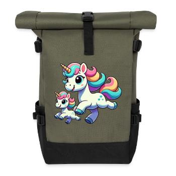 Unicorn mother with child - Roll Top Backpack - olive/black - Front