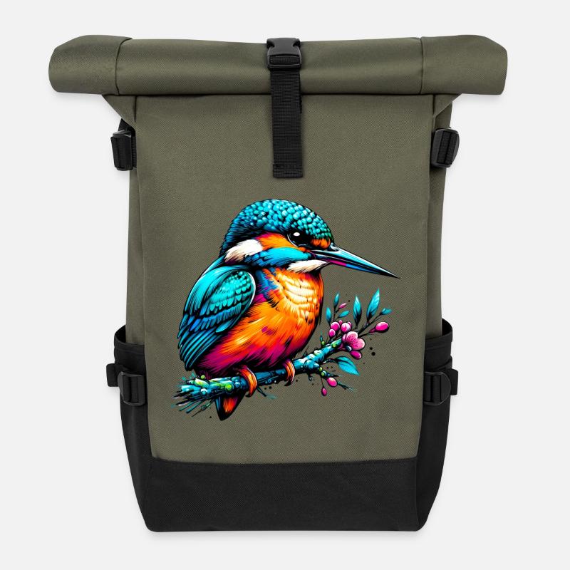 Eisvogel - Rolltop Rucksack - Olive/Schwarz