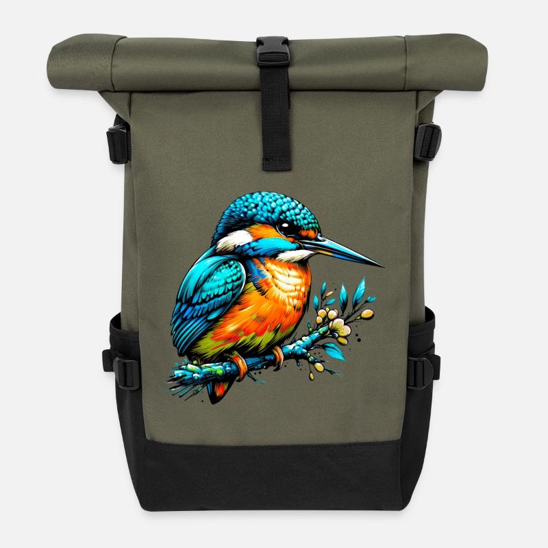 Eisvogel - Rolltop Rucksack - Olive/Schwarz