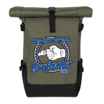 Zum ersten Mal Großvater 2025 - Rolltop Rucksack - Olive/Schwarz - Vorne