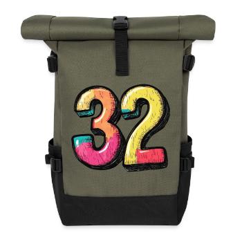 32 Number Colorful - Roll Top Backpack - olive/black - Front