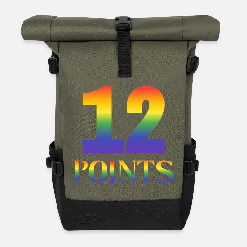 12 points Concours Eurovision de la chanson - Sac à dos roll top - olive/noir