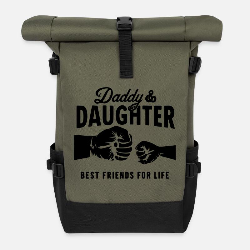 daddy daughter best friends for life - Roll Top Backpack - olive/black
