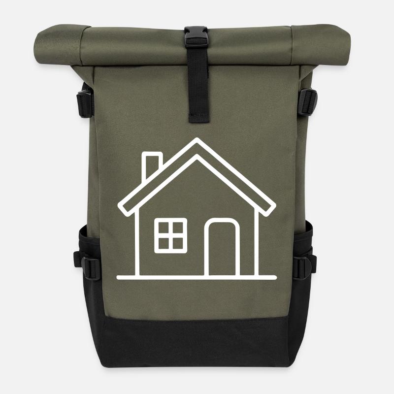 House icon - Roll Top Backpack - olive/black