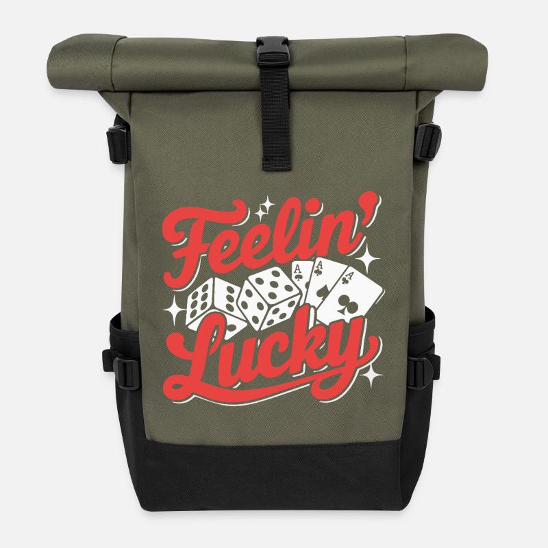 Sich glücklich fühlen - Rolltop Rucksack - Olive/Schwarz