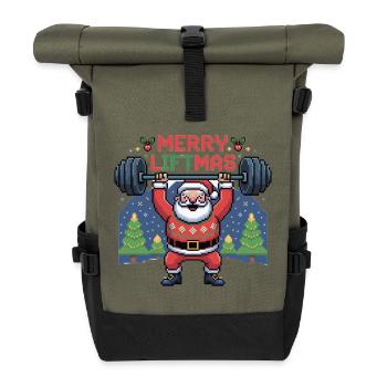 Le Père Noël Pixel soulève des poids - Sac à dos roll top - olive/noir - Devant