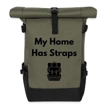 My Home Has Straps (Backpack) – Travel Shirt - Roll Top Backpack - olive/black - Front