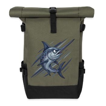 Schwertfisch im Sturm - Rolltop Rucksack - Olive/Schwarz - Vorne