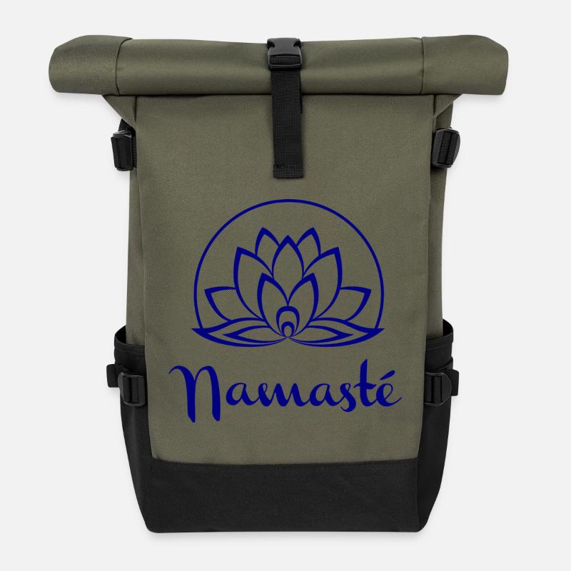 Namaste Lotus Mandala - Roll Top Backpack - olive/black
