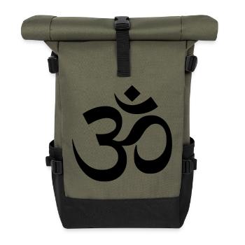 Om Symbol Mantra Silhouette - Roll Top Backpack - olive/black - Front