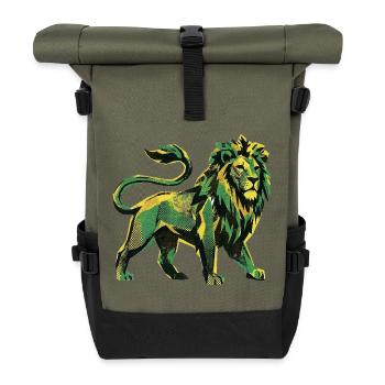 Lion Roots Reggae - Roll Top Backpack - olive/black - Front