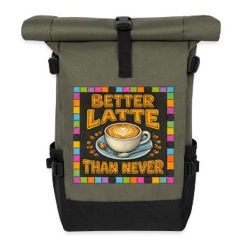 Besser Latte als nie - Rolltop Rucksack - Olive/Schwarz - Vorne