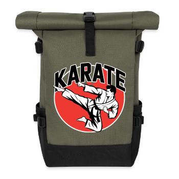  Karate Kampfsport Karateka Kick Dojo Training - Rolltop Rucksack - Olive/Schwarz - Vorne
