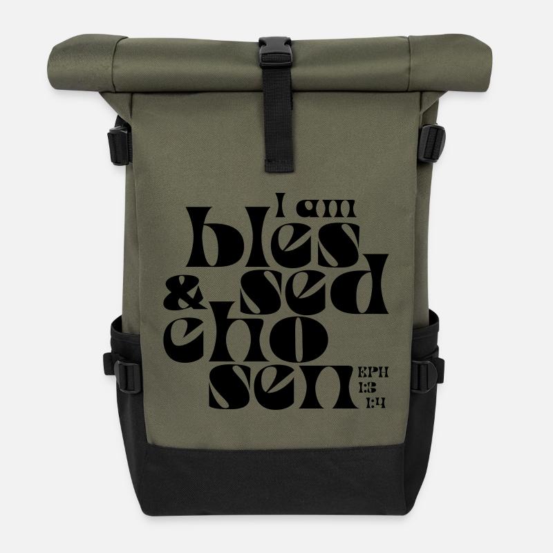 b l e s s e d & c h o s e n - Sac à dos roll top - olive/noir