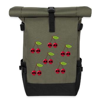Colorful Skull Cherries - Roll Top Backpack - olive/black - Front
