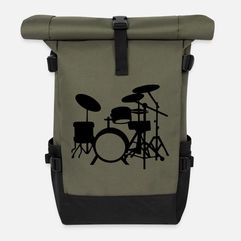 Batterie - Sac à dos roll top - olive/noir