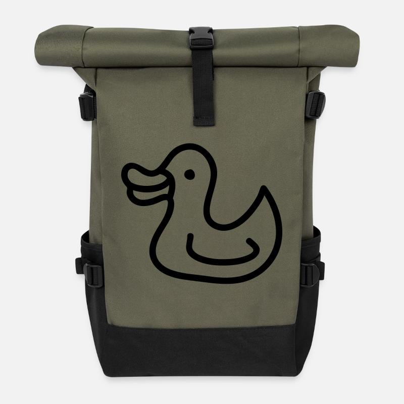 Entchen - Ente - Line - Rolltop Rucksack - Olive/Schwarz