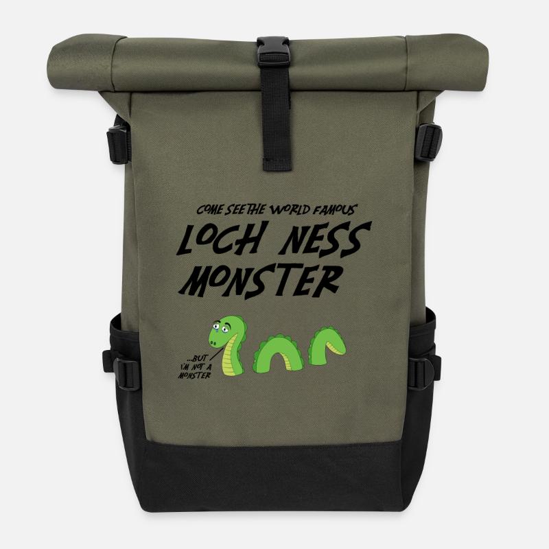 loch ness monster - Roll Top Backpack - olive/black