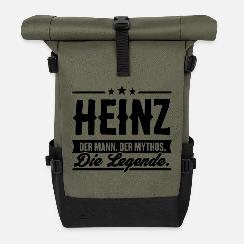 Mann Mythos Legende Heinz - Rolltop Rucksack - Olive/Schwarz