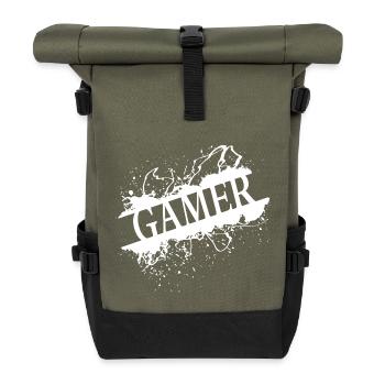 Gamer - Passion - Rolltop Rucksack - Olive/Schwarz - Vorne