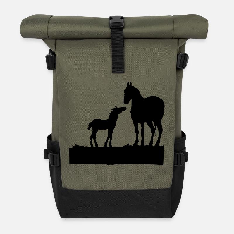 Pferd - Rolltop Rucksack - Olive/Schwarz