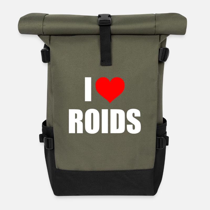 I love Roids - Rolltop Rucksack - Olive/Schwarz