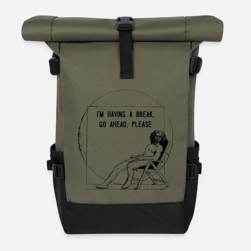 Vitruvian_Man_Leonardo_Da - Rolltop Rucksack - Olive/Schwarz