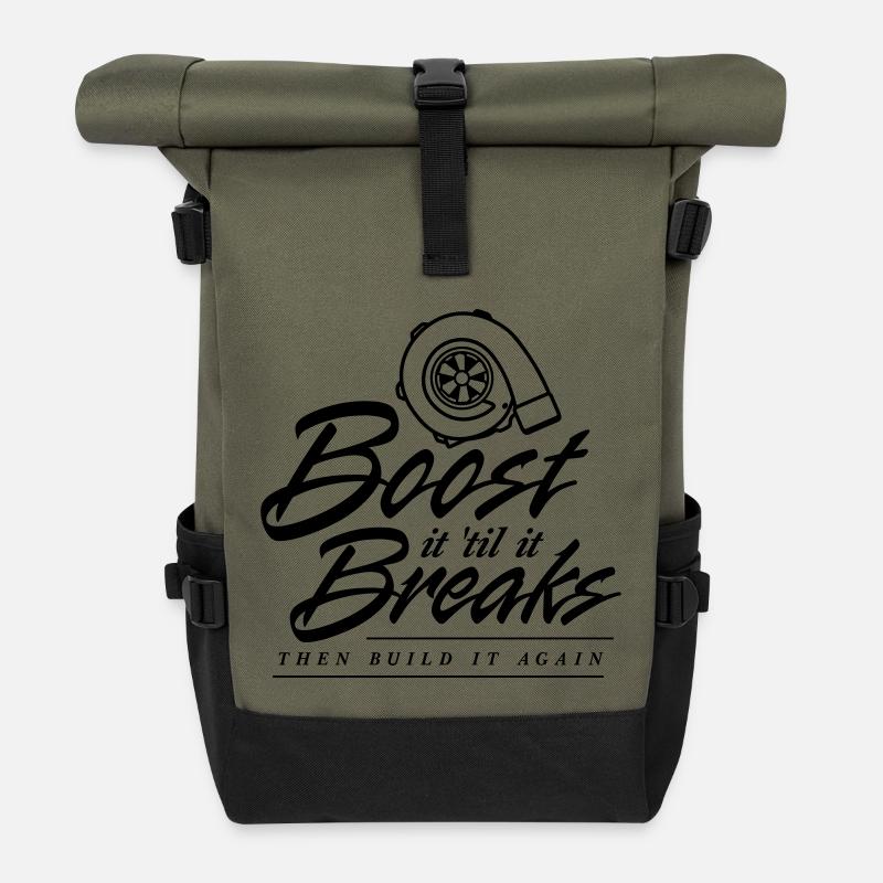 Boost es bis es bricht - Rolltop Rucksack - Olive/Schwarz