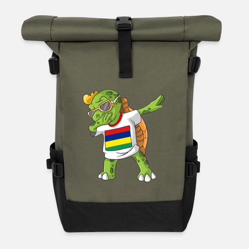 Mauritius Dabbing Schildkröte - Rolltop Rucksack - Olive/Schwarz