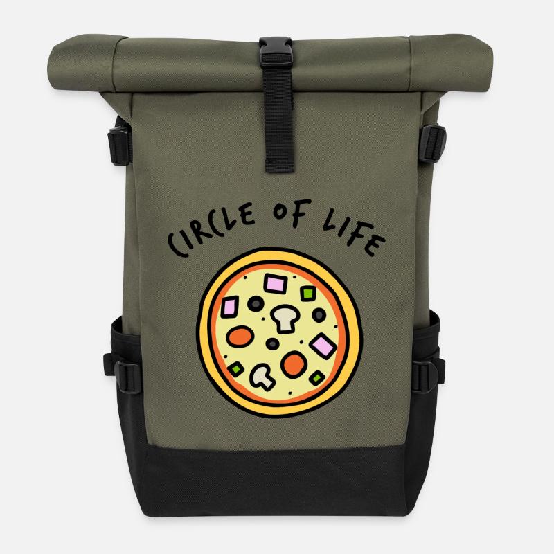 Pizza - circle of life - Rolltop Rucksack - Olive/Schwarz